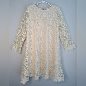 NWOT Boss Dream- Girl's Long Sleeve Vintage Stye Ivory Lace Dress, Sz 8